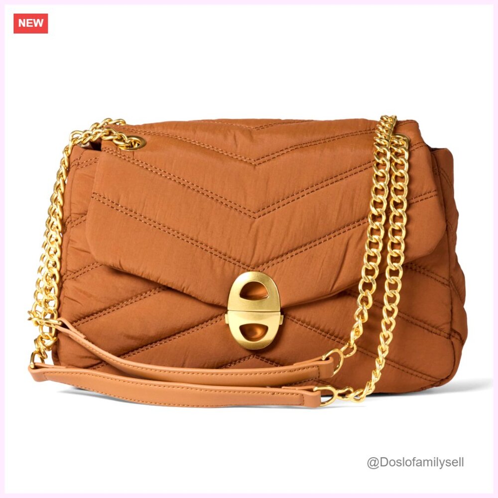 Soft Quilted Crossbody Bag With Adjustable Chain Strap